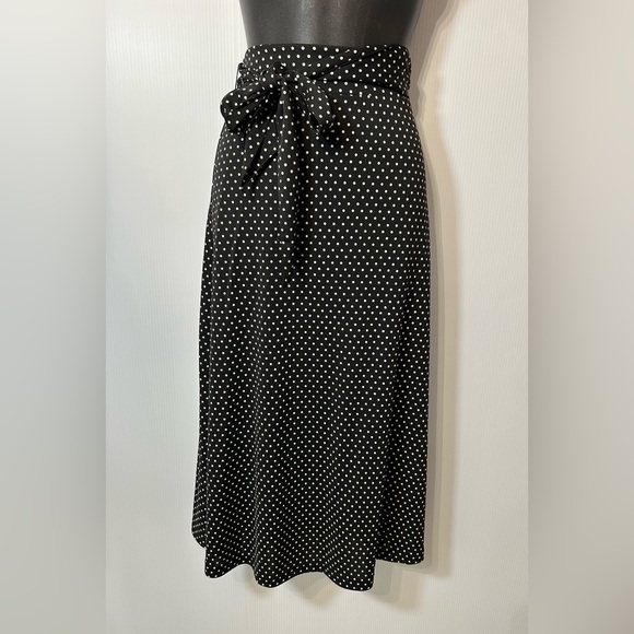 Anne Klein Black Polka Dot Midi Skirt Size PS - Picture 1 of 8